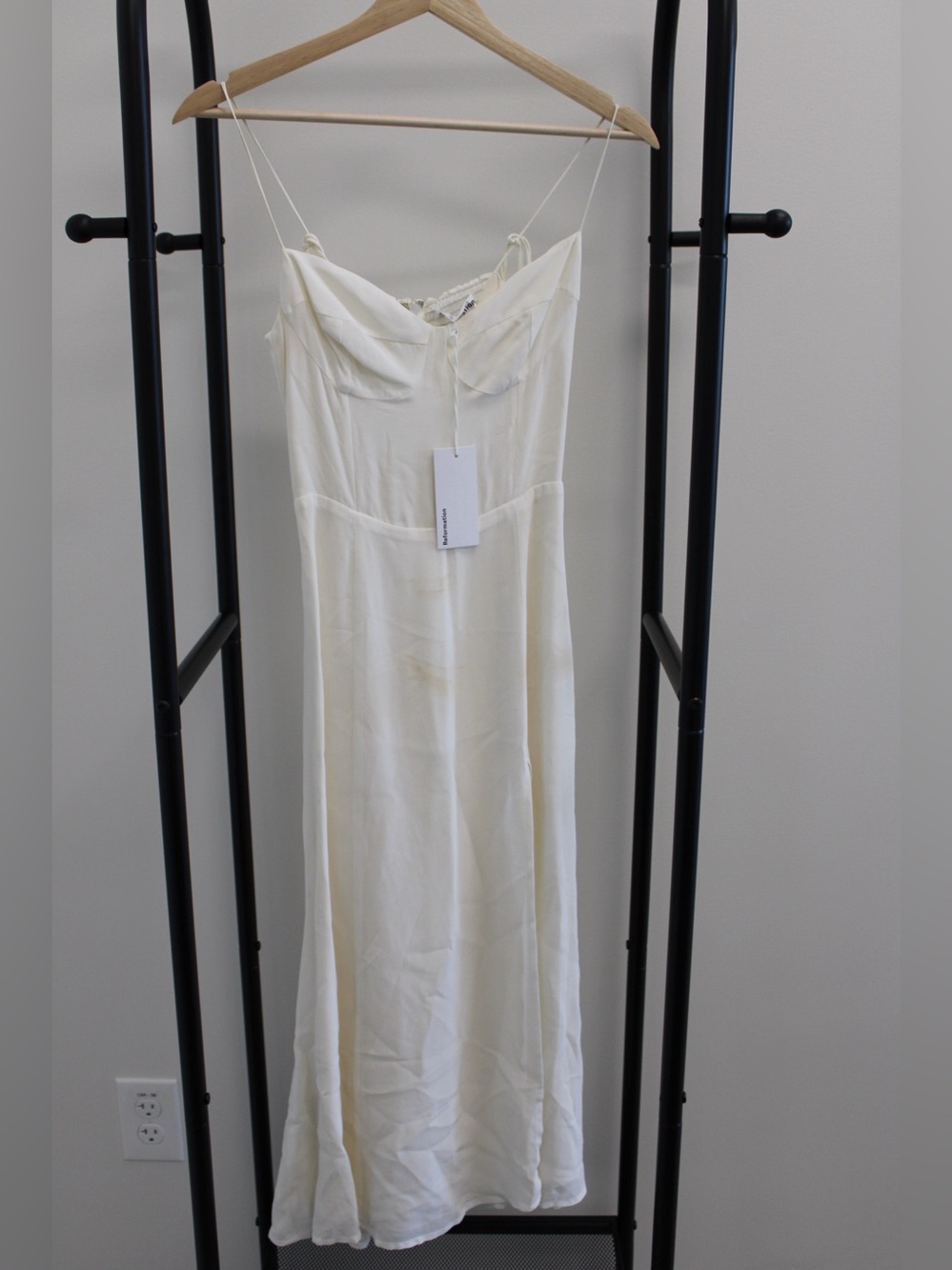 Reformation Ivory Strapless Cowl Slip Dress
